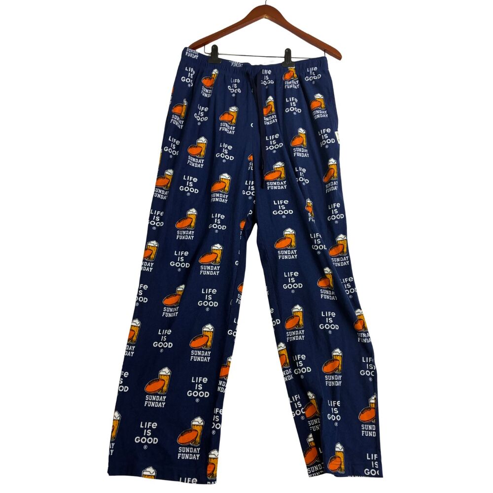 Life Is Good Sleepwear XL Sunday Funday Beer Football Lounge Pajama Pants Blue